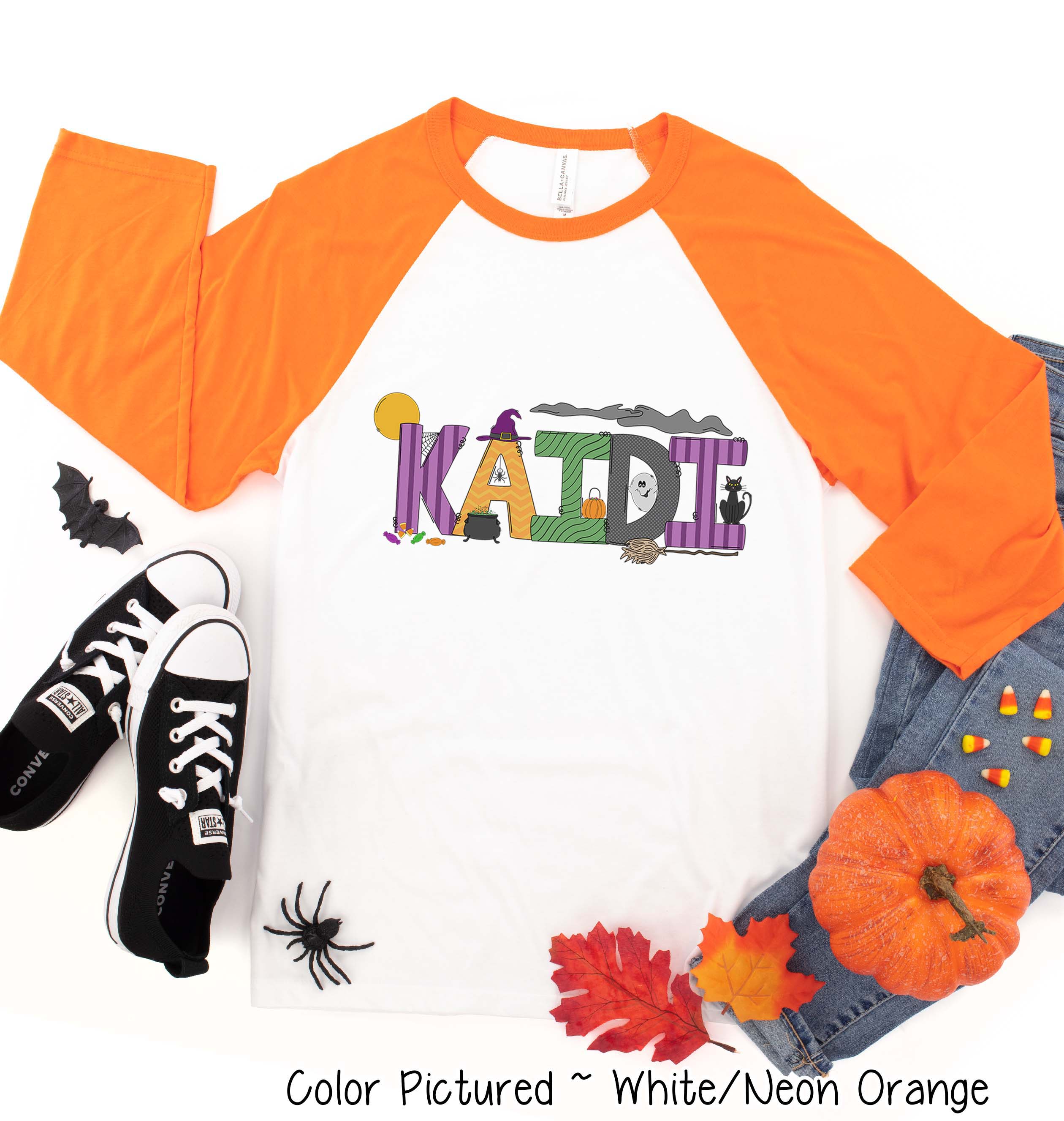 Personalized Doodle Letters  Halloween Raglan Tee