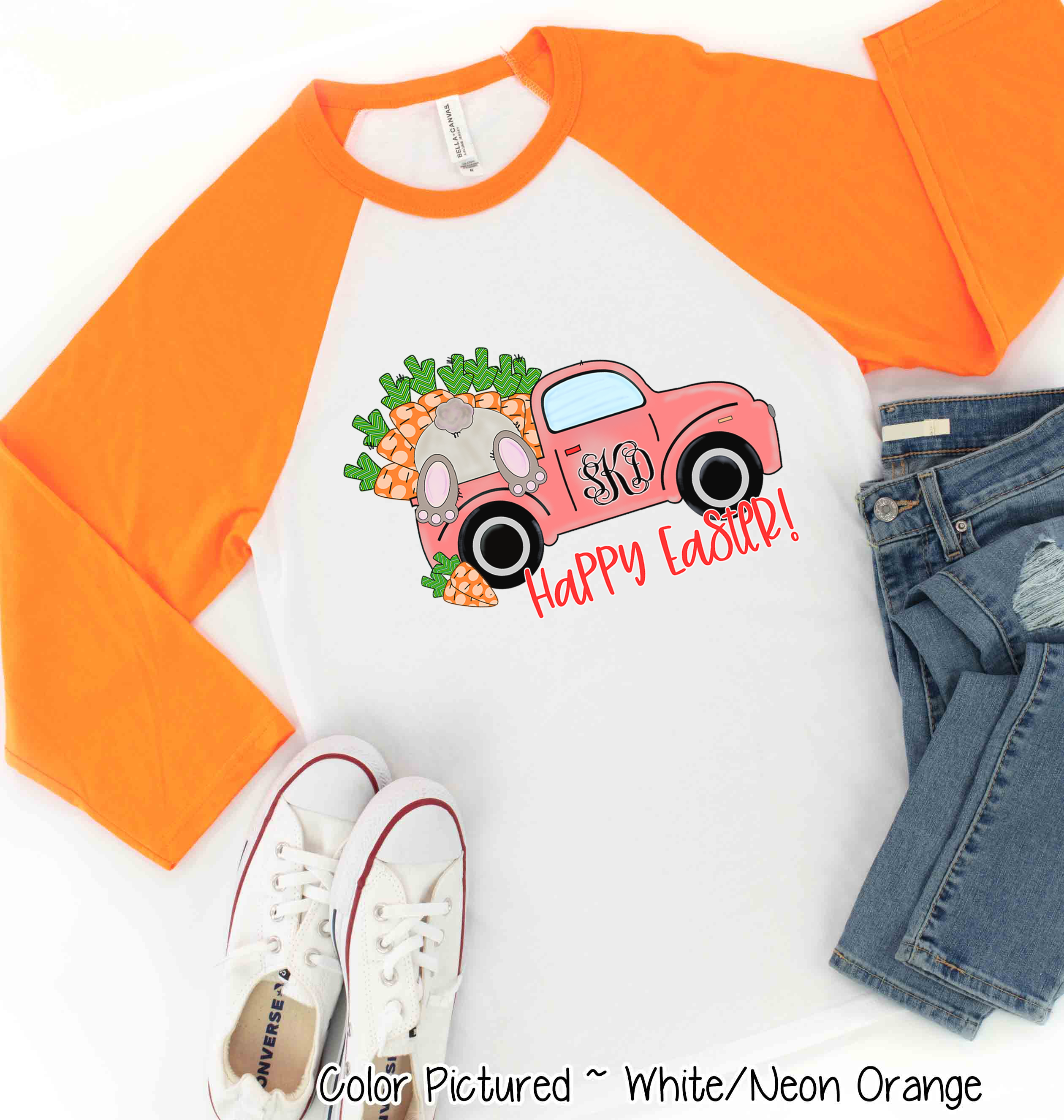 Monogram Easter Carrot Truck Raglan Tee