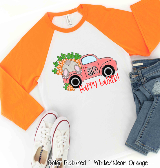 Monogram Easter Carrot Truck Raglan Tee