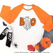 Boo Ghost Halloween Raglan Tee