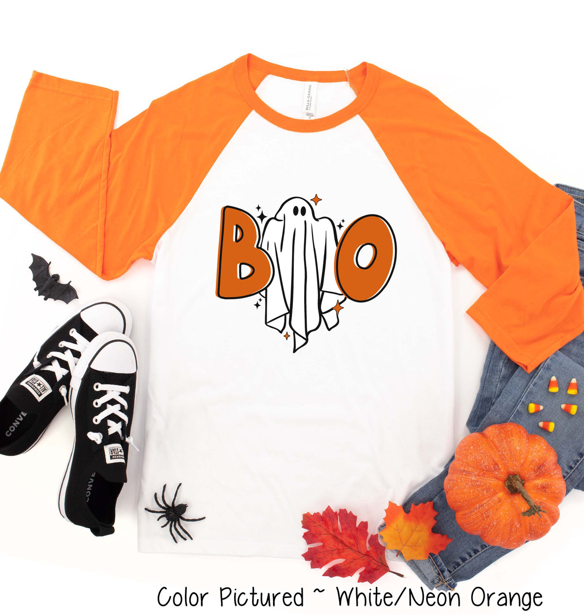 Boo Ghost Halloween Raglan Tee