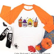 Monogram Hocus Pocus Coffee Latte Halloween Raglan Tee