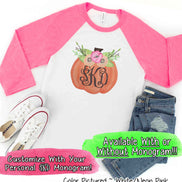 Floral Pumpkin Monogram Fall Raglan