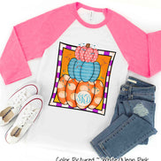 Monogram Colorful Pumpkin Stack Fall Raglan Tee