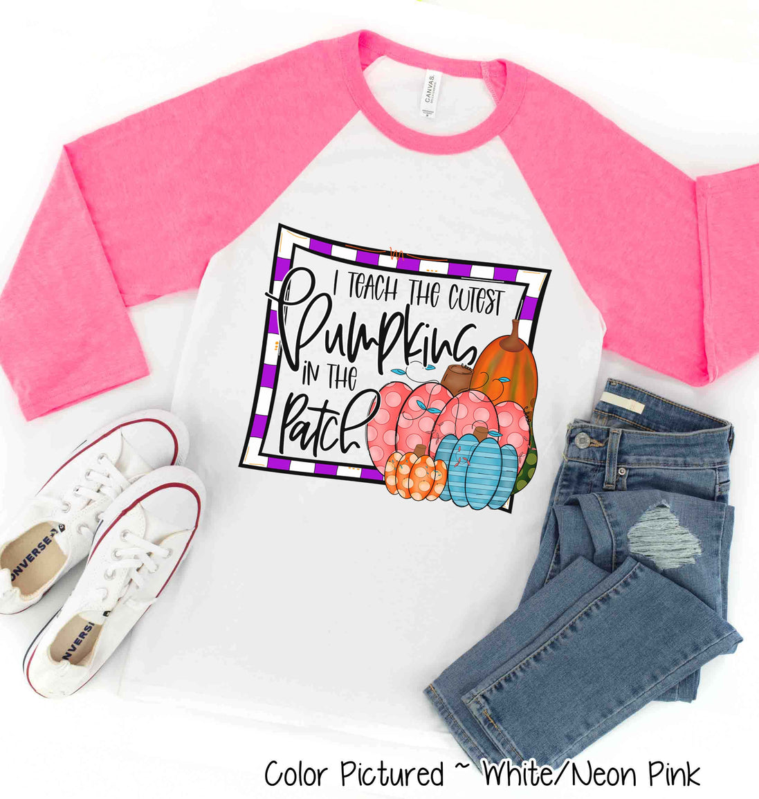 I Teach the Cutest Pumpkins Fall Raglan Tee