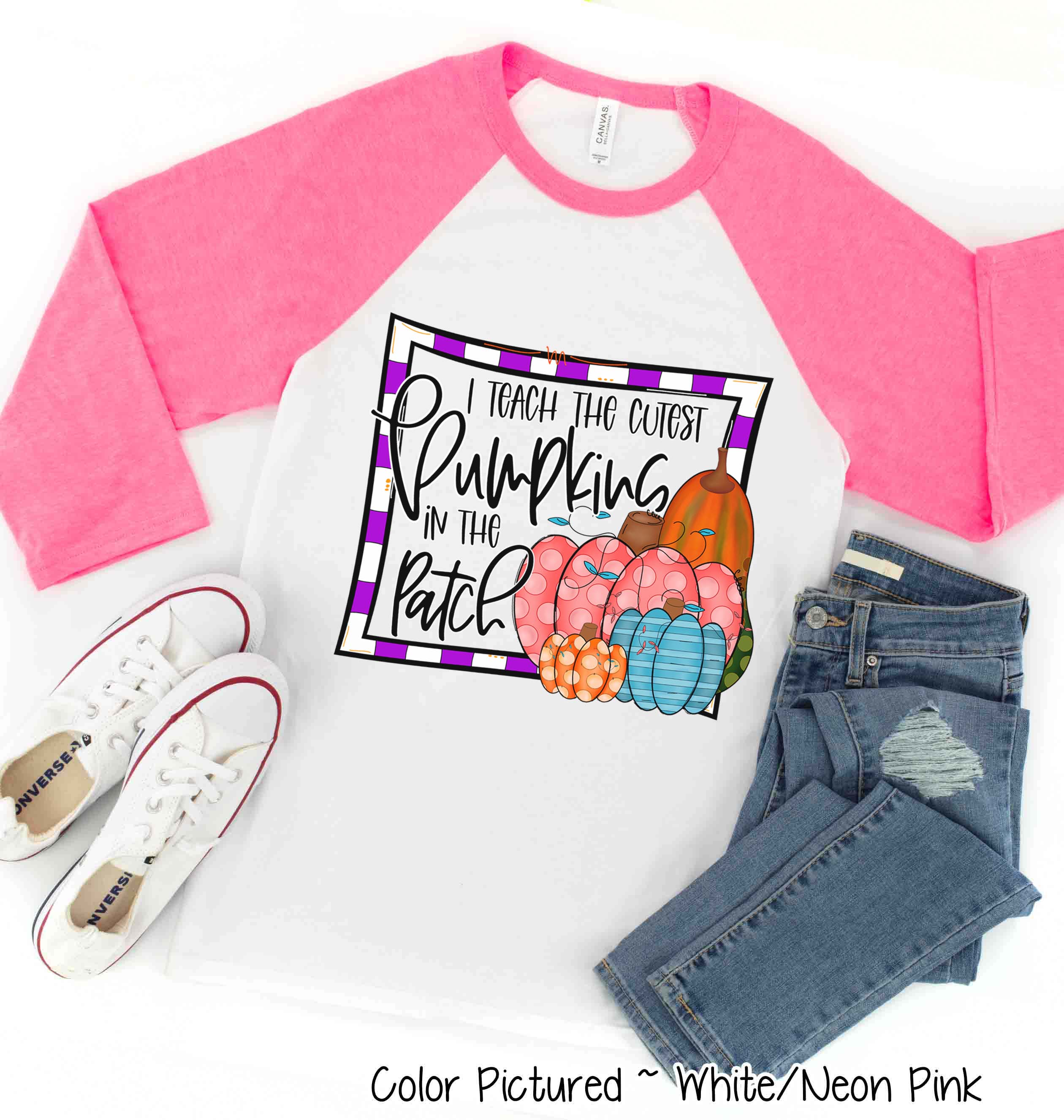 I Teach the Cutest Pumpkins Fall Raglan Tee