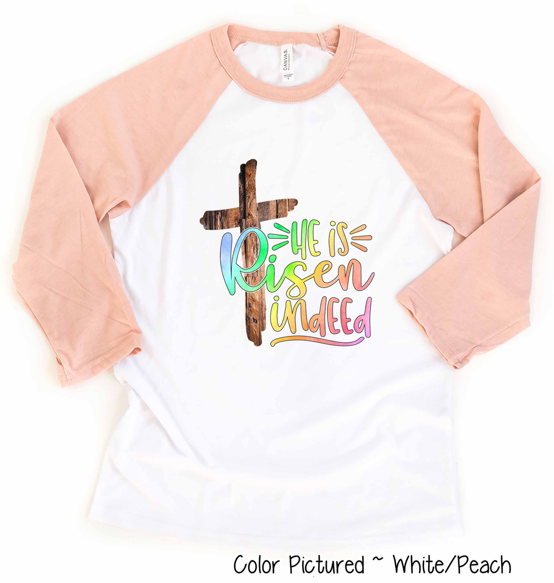 He Is Risen Cross Easter Raglan Tee