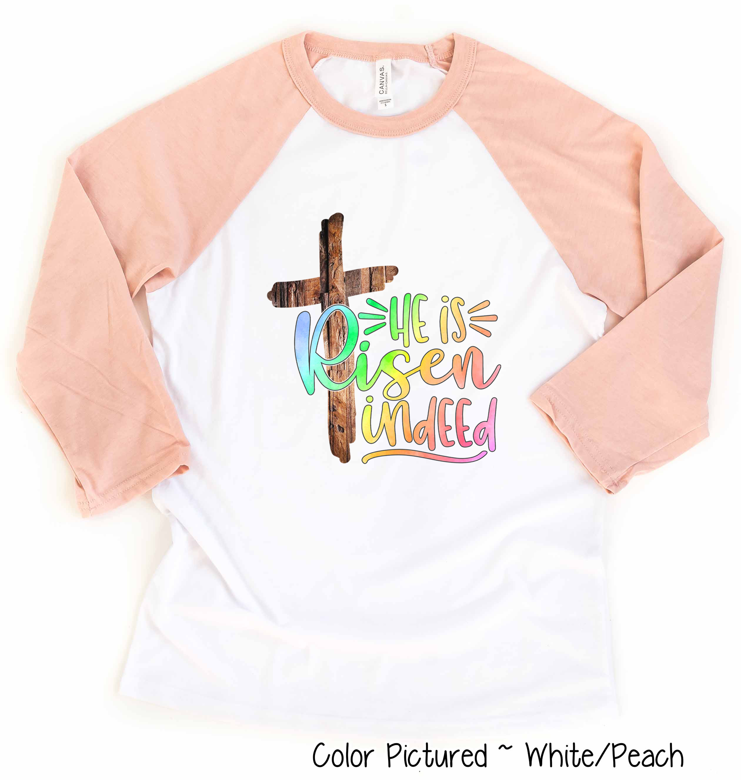 He Is Risen Cross Easter Raglan Tee