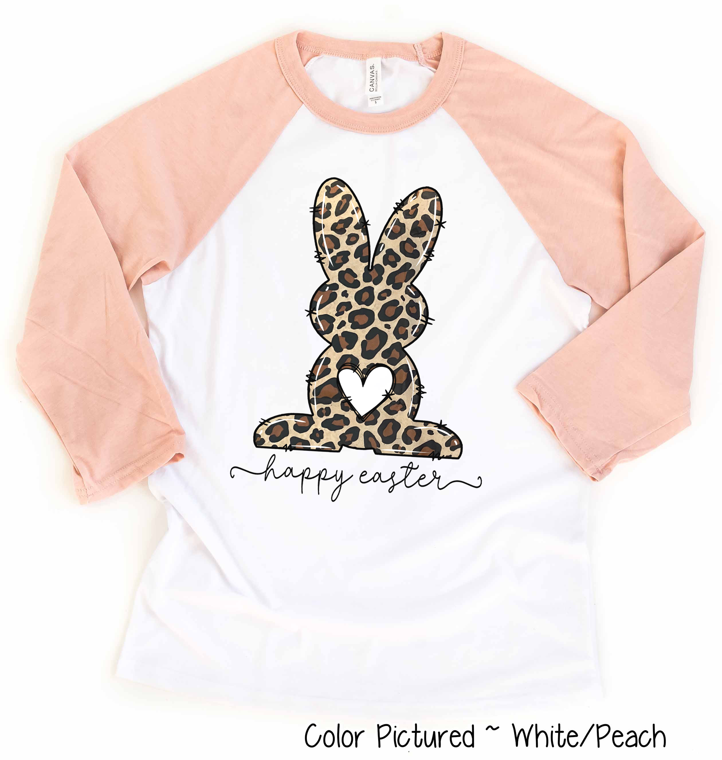 Leopard Print Bunny Happy Easter Raglan Tee