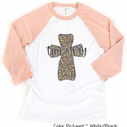 True Story Distressed Leopard Cross Easter Raglan Tee