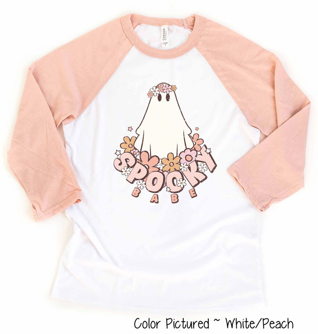 Retro Spooky Babe Halloween Raglan Tee
