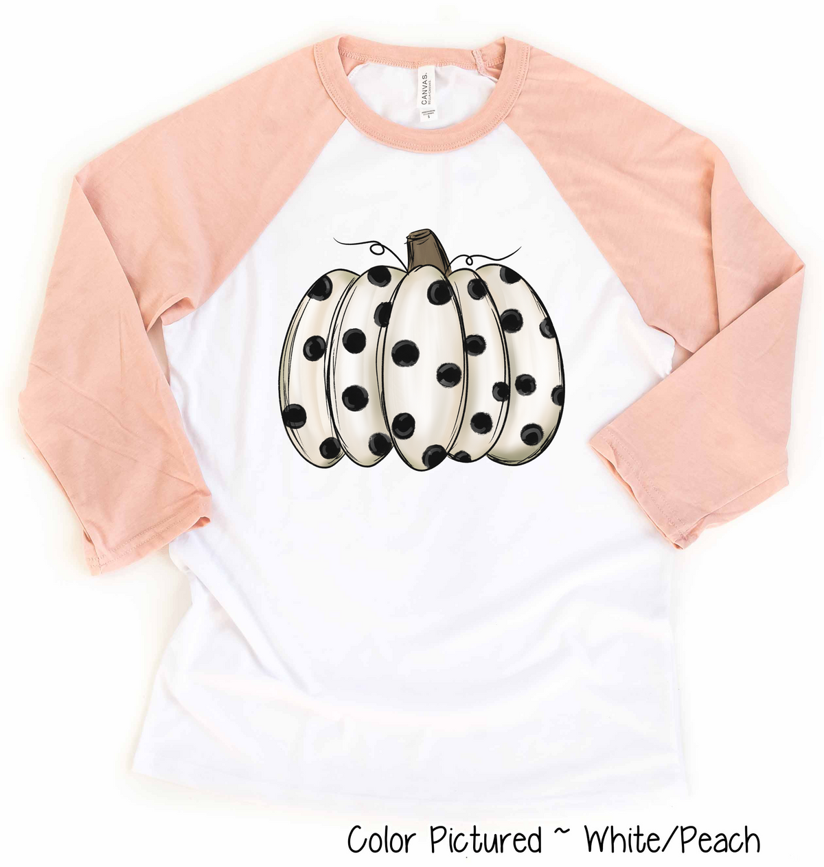 White Polka Dot Pumpkin Raglan Shirt