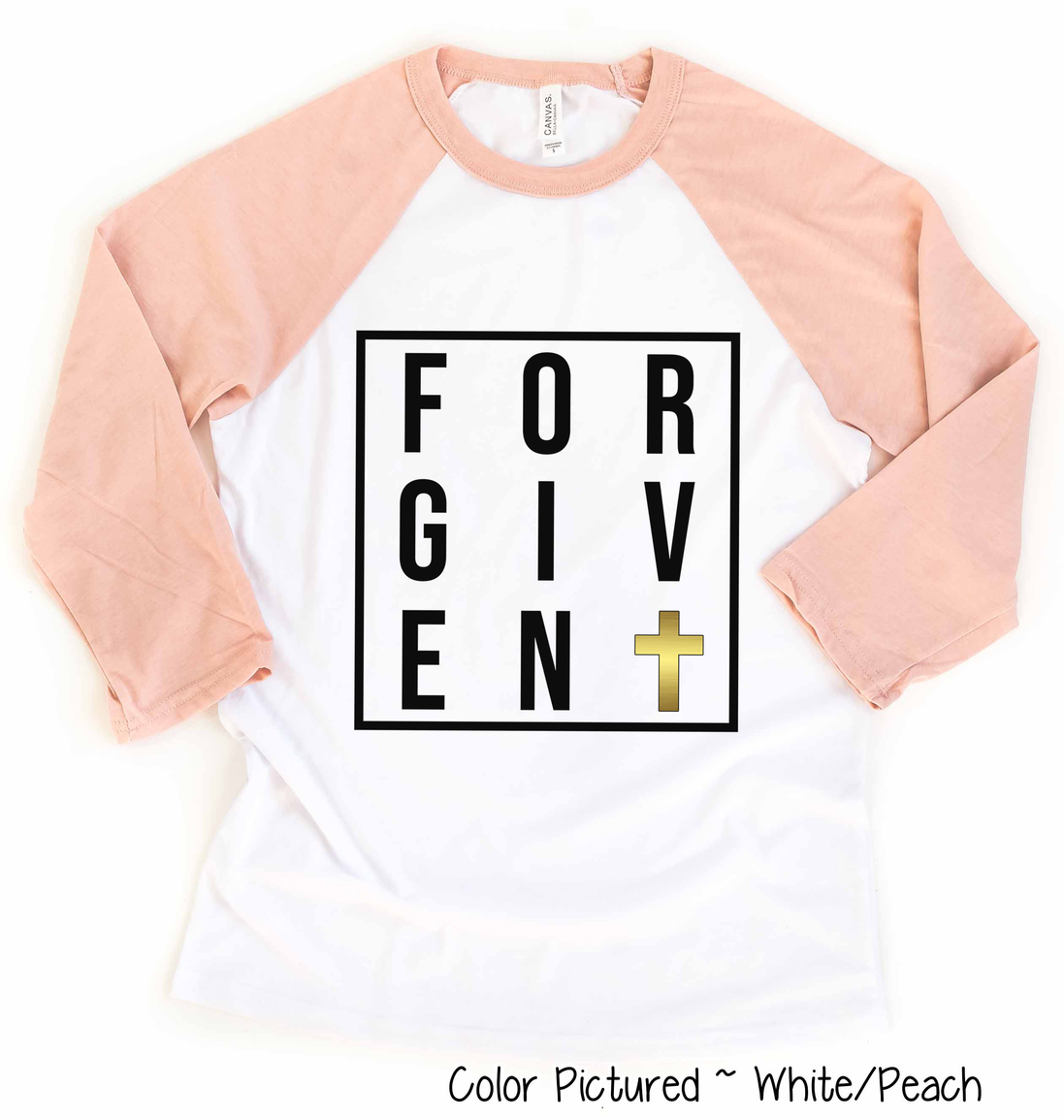 Forgiven with Gold Cross Easter Raglan Tee