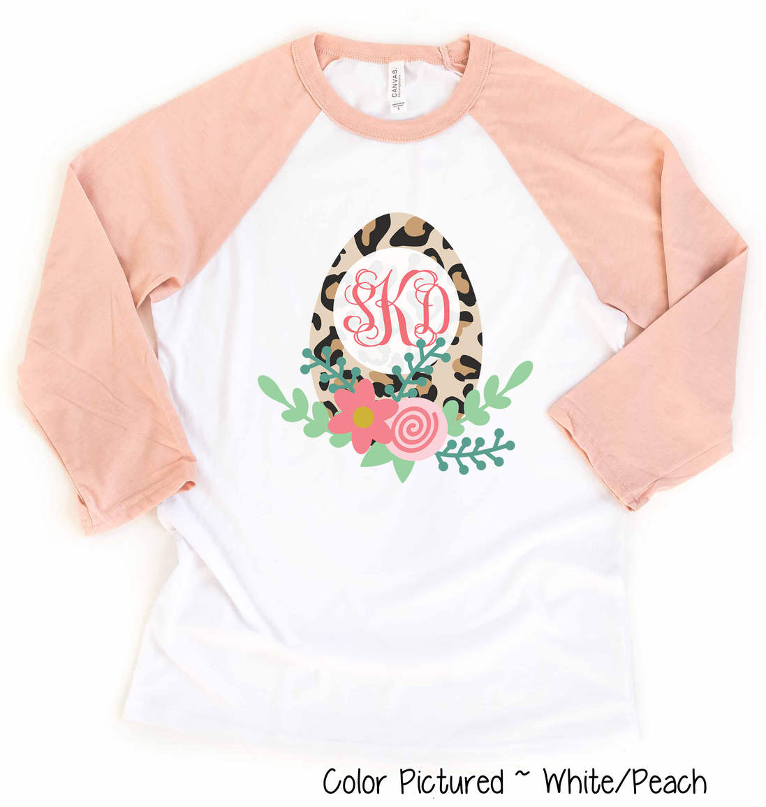 Monogram Leopard Easter Egg Raglan Tee