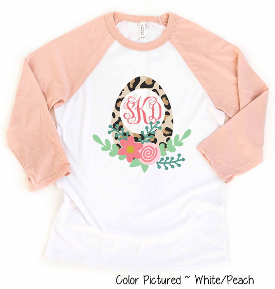 Monogram Leopard Easter Egg Raglan Tee