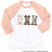 Monogram Leopard Rose Gold Bunnys Raglan Tee