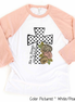 He Is Risen Black Dot Cross Easter Raglan Tee