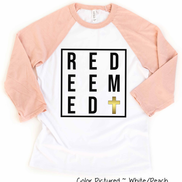 Redeemed with Gold Cross Easter Raglan Tee