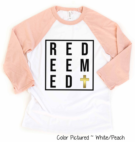 Redeemed with Gold Cross Easter Raglan Tee
