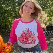 Pink Monogrammed Pumpkins ~ In October We Wear Pink ~ Breast Cancer Awareness Raglan Tee