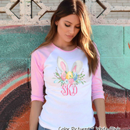 Monogram Bunny Ears with Eggs Raglan Tee
