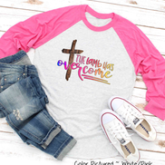 The Lamb has Overcome Cross Raglan Tee