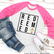 Redeemed with Gold Cross Easter Raglan Tee