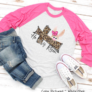 Risen Leopard Cross Easter Bunny Raglan Tee