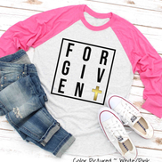Forgiven with Gold Cross Easter Raglan Tee