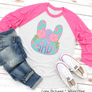 Monogram Polka Dot Bunny Head Easter Raglan Tee