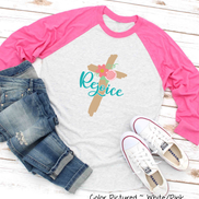 Rejoice Floral Cross Easter Raglan Tee