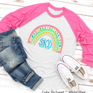 Monogram Easter Rainbow Raglan Tee