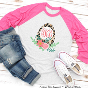 Monogram Leopard Easter Egg Raglan Tee