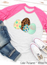 Monogram Leopard Print Easter Eggs Raglan Tee