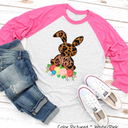 Monogram Leopard Print Easter Bunny Raglan Tee