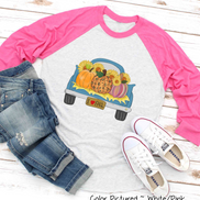 Vintage Truck full of Pumpkins Fall Raglan Tee