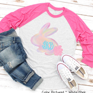 Monogram Watercolor Bunny Easter Raglan Tee
