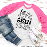 He Is Risen Mirror Print Christian Easter Raglan Tee