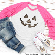 Watercolor Jack O Lantern Pumpkin Face Raglan Shirt