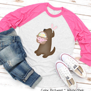 Dog Girl Brown Lab Easter Raglan Tee