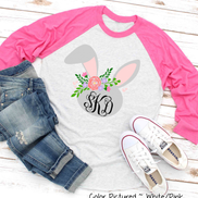 Monogram Floral Bunny Head Easter Raglan Tee