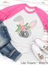 Monogram Floral Bunny Head Easter Raglan Tee