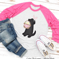 Dog Girl Black Lab Easter Raglan Tee