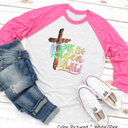 He Is Risen Cross Easter Raglan Tee