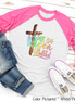 He Is Risen Cross Easter Raglan Tee
