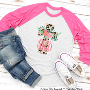 Monogram Floral Leopard Cross Raglan Tee