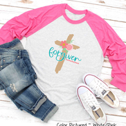 Forgiven Floral Easter Cross Raglan Tee