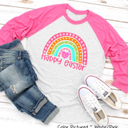 Monogram Happy Easter Rainbow Raglan Tee