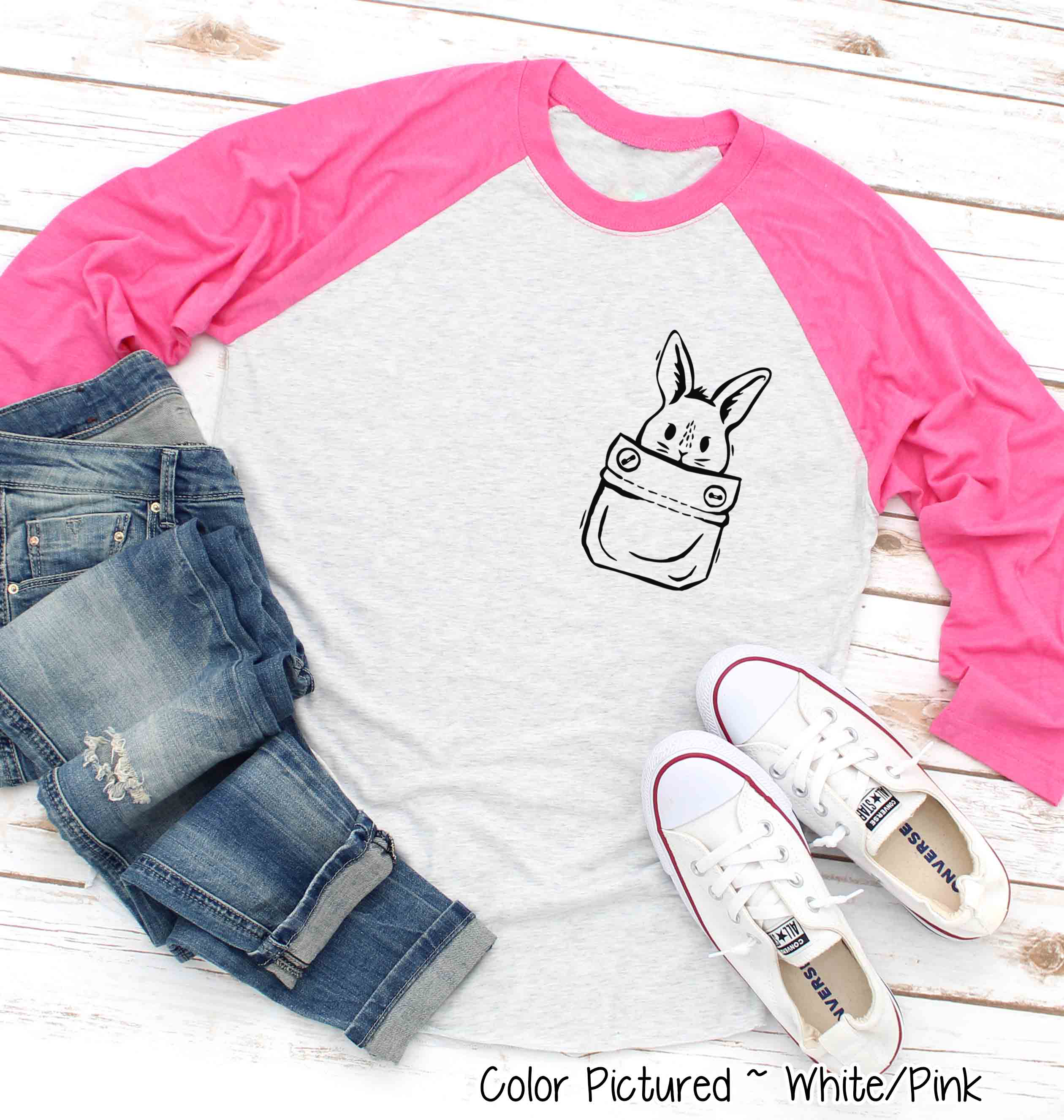 Easter Bunny Pocket Print Raglan Tee