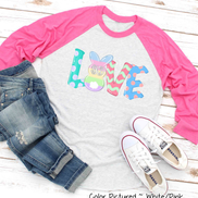 Monogram Bunny LOVE Easter Raglan Tee